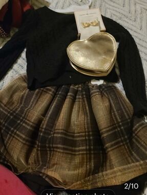 cupcakes & cashmere Girls 4 Piece Cable Knit Top And Skirt